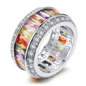 U.S. Fashion Colorful Wheel Modeling Exaggerated Wide Women Wholesale Ring