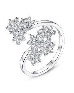 Rhinestone Embedded Beautiful Blooming Open-end Women Wholesale Costume Ring