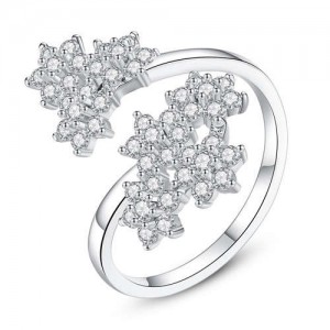 Rhinestone Embedded Beautiful Blooming Open-end Women Wholesale Costume Ring