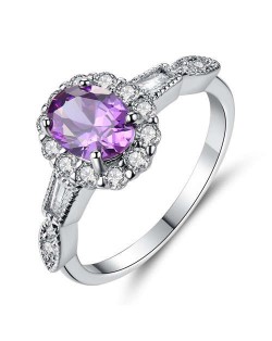 Wholesale Jewelry Classic Design Oval Stone Romantic Amethyst Wholesale Ring