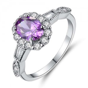 Wholesale Jewelry Classic Design Oval Stone Romantic Amethyst Wholesale Ring
