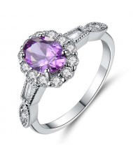 Wholesale Jewelry Classic Design Oval Stone Romantic Amethyst Wholesale Ring