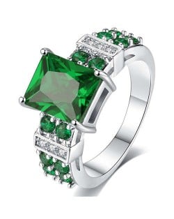 Bold Fashion Square Green Gem Women Wholesale Statement Ring