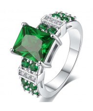 Bold Fashion Square Green Gem Women Wholesale Statement Ring