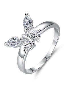 Romantic Style Shining Butterfly Silver Color Women Wholesale Costume Ring