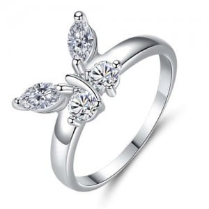 Romantic Style Shining Butterfly Silver Color Women Wholesale Costume Ring