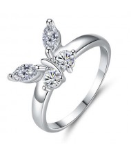 Romantic Style Shining Butterfly Silver Color Women Wholesale Costume Ring