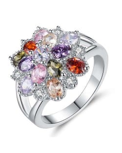 Colorful Oval Blooming Luxurious Design Women Banquet Party Wholesale Ring