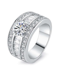Shining Rhinestone Insearted Design Wholesale Jewelry Women Wide Costume Ring