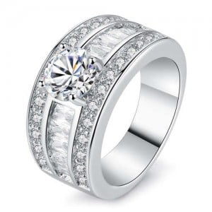 Shining Rhinestone Insearted Design Wholesale Jewelry Women Wide Costume Ring