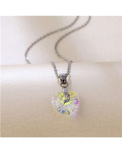 Korean Fashion Minimalist Glass Crystal Hexagon Pandent Stainless Steel Wholesale Necklace - Luminous White