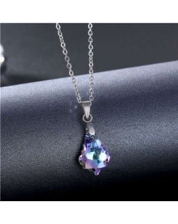 Korean Fashion Minimalist Glass Crystal Dress Shape Pandent Stainless Steel Wholesale Necklace - Amethyst