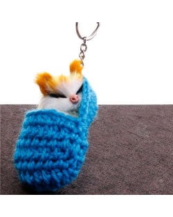 Creative Design Cute Sleeping Cat Pendant Wholesale Fashion Accessories Key Chain - Blue