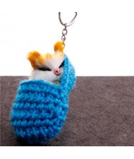 Creative Design Cute Sleeping Cat Pendant Wholesale Fashion Accessories Key Chain - Blue