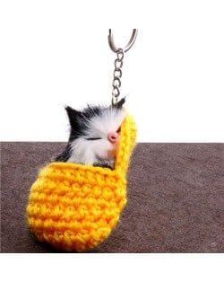 Creative Design Cute Sleeping Cat Pendant Wholesale Fashion Accessories Key Chain - Yellow