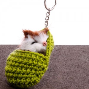 Creative Design Cute Sleeping Cat Pendant Wholesale Fashion Accessories Key Chain - Green