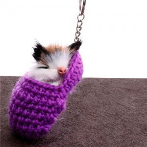 Creative Design Cute Sleeping Cat Pendant Wholesale Fashion Accessories Key Chain - Purple