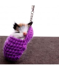 Creative Design Cute Sleeping Cat Pendant Wholesale Fashion Accessories Key Chain - Purple