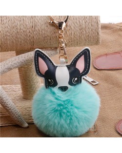 Lovely Pet Dog with Fluffy Ball Accessories Wholesale Key Chain - Green