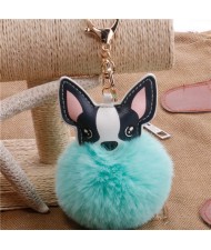 Lovely Pet Dog with Fluffy Ball Accessories Wholesale Key Chain - Green