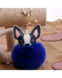 Lovely Pet Dog with Fluffy Ball Accessories Wholesale Key Chain - Royal Blue