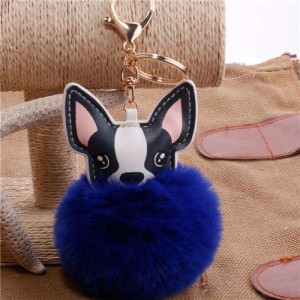Lovely Pet Dog with Fluffy Ball Accessories Wholesale Key Chain - Royal Blue
