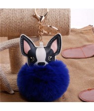 Lovely Pet Dog with Fluffy Ball Accessories Wholesale Key Chain - Royal Blue