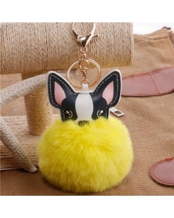 Lovely Pet Dog with Fluffy Ball Accessories Wholesale Key Chain - Yellow