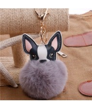 Lovely Pet Dog with Fluffy Ball Accessories Wholesale Key Chain - Gray