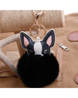 Lovely Pet Dog with Fluffy Ball Accessories Wholesale Key Chain - Black
