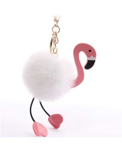 Cute Swan Girl Bag Pendant Car Ornaments Fluffy Ball Wholesale Accessories Key Chain - White