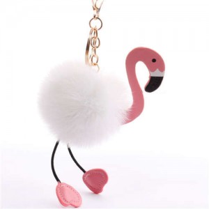 Cute Swan Girl Bag Pendant Car Ornaments Fluffy Ball Wholesale Accessories Key Chain - White