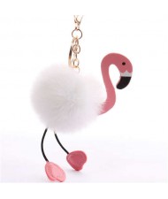 Cute Swan Girl Bag Pendant Car Ornaments Fluffy Ball Wholesale Accessories Key Chain - White