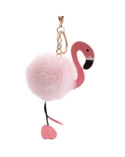 Cute Swan Girl Bag Pendant Car Ornaments Fluffy Ball Wholesale Accessories Key Chain - Pink