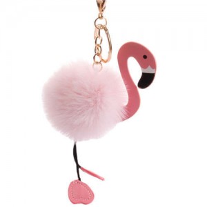 Cute Swan Girl Bag Pendant Car Ornaments Fluffy Ball Wholesale Accessories Key Chain - Pink