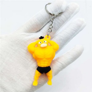 Cool Muscle Hero Soft Plastic Street Fashion Car Pendant Accessories Wholesale Key Chain - Yellow