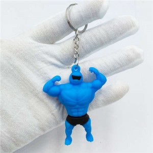 Cool Muscle Hero Soft Plastic Street Fashion Car Pendant Accessories Wholesale Key Chain - Blue