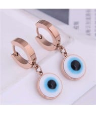 Eyeball Pendant Unique Design U.S. Fashion Titanium Wholesale Huggie Earrings - Rose Gold