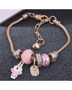 Adorable Rabbit and Love Theme Heart Beads High Fashion Women Wholesale Bracelet - Pink