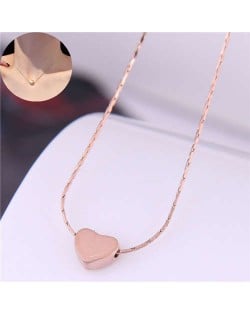 Classic Design Sweet Heart Pendant Titanium Women Wholesale Necklace - Rose Gold
