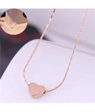 Classic Design Sweet Heart Pendant Titanium Women Wholesale Necklace - Rose Gold