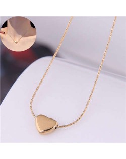 Classic Design Sweet Heart Pendant Titanium Women Wholesale Necklace - Golden