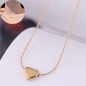 Classic Design Sweet Heart Pendant Titanium Women Wholesale Necklace - Golden