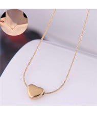 Classic Design Sweet Heart Pendant Titanium Women Wholesale Necklace - Golden