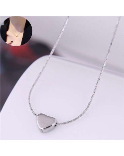 Classic Design Sweet Heart Pendant Titanium Women Wholesale Necklace - Silver