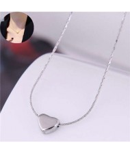 Classic Design Sweet Heart Pendant Titanium Women Wholesale Necklace - Silver