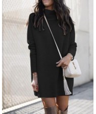 Round Neck Knitted Long Sleeves Winter/ Autumn Wholesale Women Dress - Black