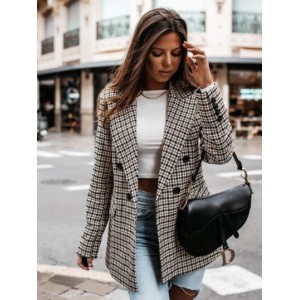 U.S. High Fashion Button Decorated Checkered Design Women Suit/ Top