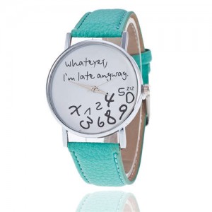 Whatever I am Late Anyway Casual Style Fashion Wrist Watch - Mint Green