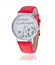 Whatever I am Late Anyway Casual Style Fashion Wrist Watch - Red